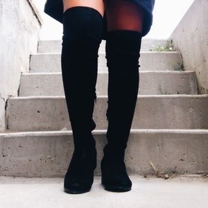 Black Tie up Thigh High Boots